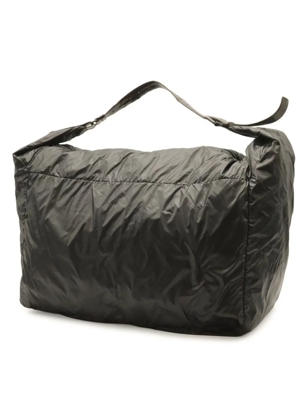 Bottega Veneta Spinnaker Shoulder Bag Nylon Black Dark Brown